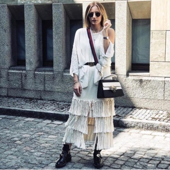 RARE Zara blogger favorite fringe boho cream dress - Picture 10 of 10